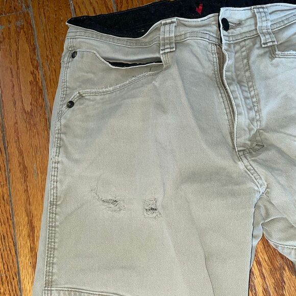 All-Terrain Gear Wrangler gray straight distressed frayed hem denim mens jeans - Picture 6 of 16